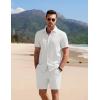 imageCOOFANDY Mens 2 Piece Textured Outfits Beach Button Down Short Sleeve Shirt and Short SetsWhite