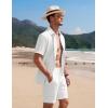 imageCOOFANDY Mens 2 Piece Textured Outfits Beach Button Down Short Sleeve Shirt and Short SetsWhite
