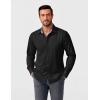 imageCOOFANDY Mens Business Dress Shirt Long Sleeve Slim Fit Casual Button Down Shirt03black Solid