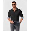 imageCOOFANDY Mens Business Dress Shirt Long Sleeve Slim Fit Casual Button Down Shirt03black Solid