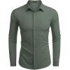 imageCOOFANDY Mens Business Dress Shirts Wrinkle Free Long Sleeve Regular Fit Dress Shirt Textured Casual Button Down ShirtsArmy Green
