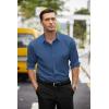 imageCOOFANDY Mens Business Dress Shirts Wrinkle Free Long Sleeve Regular Fit Dress Shirt Textured Casual Button Down ShirtsDeep Blue