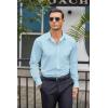 imageCOOFANDY Mens Business Dress Shirts Wrinkle Free Long Sleeve Regular Fit Dress Shirt Textured Casual Button Down ShirtsLight Blue