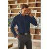 imageCOOFANDY Mens Business Dress Shirts Wrinkle Free Long Sleeve Regular Fit Dress Shirt Textured Casual Button Down ShirtsNavy Anchor