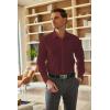 imageCOOFANDY Mens Business Dress Shirts Wrinkle Free Long Sleeve Regular Fit Dress Shirt Textured Casual Button Down ShirtsWine Red White Polka Dots