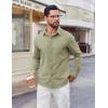 imageCOOFANDY Mens Button Down Shirt Casual Untucked Shirts Long Sleeve Dress Shirt with PocketArmy Green