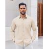 imageCOOFANDY Mens Button Down Shirt Casual Untucked Shirts Long Sleeve Dress Shirt with PocketBeige