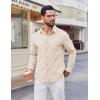 imageCOOFANDY Mens Button Down Shirt Casual Untucked Shirts Long Sleeve Dress Shirt with PocketBeige
