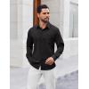 imageCOOFANDY Mens Button Down Shirt Casual Untucked Shirts Long Sleeve Dress Shirt with PocketBlack