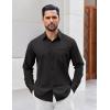 imageCOOFANDY Mens Button Down Shirt Casual Untucked Shirts Long Sleeve Dress Shirt with PocketBlack