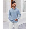 imageCOOFANDY Mens Button Down Shirt Casual Untucked Shirts Long Sleeve Dress Shirt with PocketBlue