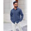imageCOOFANDY Mens Button Down Shirt Casual Untucked Shirts Long Sleeve Dress Shirt with PocketDark Blue