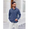 imageCOOFANDY Mens Button Down Shirt Casual Untucked Shirts Long Sleeve Dress Shirt with PocketDark Blue