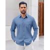 imageCOOFANDY Mens Button Down Shirt Casual Untucked Shirts Long Sleeve Dress Shirt with PocketDenim Blue