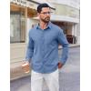 imageCOOFANDY Mens Button Down Shirt Casual Untucked Shirts Long Sleeve Dress Shirt with PocketDenim Blue