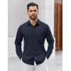 imageCOOFANDY Mens Button Down Shirt Casual Untucked Shirts Long Sleeve Dress Shirt with PocketNavy Blue