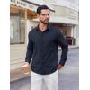 imageCOOFANDY Mens Button Down Shirt Casual Untucked Shirts Long Sleeve Dress Shirt with PocketNavy Blue