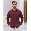 imageCOOFANDY Mens Button Down Shirt Casual Untucked Shirts Long Sleeve Dress Shirt with PocketWine Red