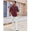 imageCOOFANDY Mens Button Down Shirt Casual Untucked Shirts Long Sleeve Dress Shirt with PocketWine Red