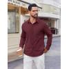 imageCOOFANDY Mens Button Down Shirt Casual Untucked Shirts Long Sleeve Dress Shirt with PocketWine Red
