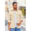 imageCOOFANDY Mens Button Down Waffle Shirt Jacket Casual Long Sleeve Shacket Lightweight Overshirts with Flap PocketsBeige