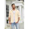 imageCOOFANDY Mens Button Down Waffle Shirt Jacket Casual Long Sleeve Shacket Lightweight Overshirts with Flap PocketsBeige