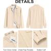 imageCOOFANDY Mens Button Down Waffle Shirt Jacket Casual Long Sleeve Shacket Lightweight Overshirts with Flap PocketsBeige