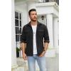 imageCOOFANDY Mens Button Down Waffle Shirt Jacket Casual Long Sleeve Shacket Lightweight Overshirts with Flap PocketsBlack