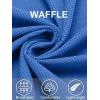 imageCOOFANDY Mens Button Down Waffle Shirt Jacket Casual Long Sleeve Shacket Lightweight Overshirts with Flap PocketsBlue