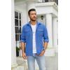 imageCOOFANDY Mens Button Down Waffle Shirt Jacket Casual Long Sleeve Shacket Lightweight Overshirts with Flap PocketsBlue