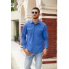 imageCOOFANDY Mens Button Down Waffle Shirt Jacket Casual Long Sleeve Shacket Lightweight Overshirts with Flap PocketsBlue