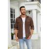 imageCOOFANDY Mens Button Down Waffle Shirt Jacket Casual Long Sleeve Shacket Lightweight Overshirts with Flap PocketsBrown