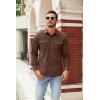 imageCOOFANDY Mens Button Down Waffle Shirt Jacket Casual Long Sleeve Shacket Lightweight Overshirts with Flap PocketsBrown