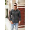 imageCOOFANDY Mens Button Down Waffle Shirt Jacket Casual Long Sleeve Shacket Lightweight Overshirts with Flap PocketsDark Gray