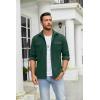 imageCOOFANDY Mens Button Down Waffle Shirt Jacket Casual Long Sleeve Shacket Lightweight Overshirts with Flap PocketsDark Green