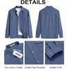 imageCOOFANDY Mens Button Down Waffle Shirt Jacket Casual Long Sleeve Shacket Lightweight Overshirts with Flap PocketsDenim Blue