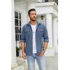 imageCOOFANDY Mens Button Down Waffle Shirt Jacket Casual Long Sleeve Shacket Lightweight Overshirts with Flap PocketsDenim Blue