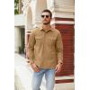 imageCOOFANDY Mens Button Down Waffle Shirt Jacket Casual Long Sleeve Shacket Lightweight Overshirts with Flap PocketsKhaki