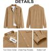 imageCOOFANDY Mens Button Down Waffle Shirt Jacket Casual Long Sleeve Shacket Lightweight Overshirts with Flap PocketsKhaki