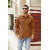 imageCOOFANDY Mens Button Down Waffle Shirt Jacket Casual Long Sleeve Shacket Lightweight Overshirts with Flap PocketsLight Brown