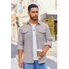 imageCOOFANDY Mens Button Down Waffle Shirt Jacket Casual Long Sleeve Shacket Lightweight Overshirts with Flap PocketsLight Gray
