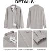 imageCOOFANDY Mens Button Down Waffle Shirt Jacket Casual Long Sleeve Shacket Lightweight Overshirts with Flap PocketsLight Gray
