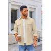imageCOOFANDY Mens Button Down Waffle Shirt Jacket Casual Long Sleeve Shacket Lightweight Overshirts with Flap PocketsLight Khaki