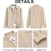 imageCOOFANDY Mens Button Down Waffle Shirt Jacket Casual Long Sleeve Shacket Lightweight Overshirts with Flap PocketsLight Khaki