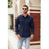 imageCOOFANDY Mens Button Down Waffle Shirt Jacket Casual Long Sleeve Shacket Lightweight Overshirts with Flap PocketsNave Blue