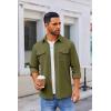 imageCOOFANDY Mens Button Down Waffle Shirt Jacket Casual Long Sleeve Shacket Lightweight Overshirts with Flap PocketsOlive Green