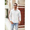 imageCOOFANDY Mens Button Down Waffle Shirt Jacket Casual Long Sleeve Shacket Lightweight Overshirts with Flap PocketsWhite