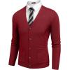 imageCOOFANDY Mens Cardigan Sweater Long Sleeve Casual V Neck Button Down Knitted Sweater with PocketsWine Red
