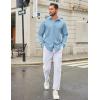 imageCOOFANDY Mens Casual Button Down Shirt Long Sleeve Untucked Shirt Wrinkle Free Denim Dress ShirtClear Blue