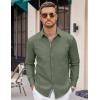 imageCOOFANDY Mens Casual Button Down Shirt Untucked Long Sleeve Stretch Denim Dress ShirtArmy Green